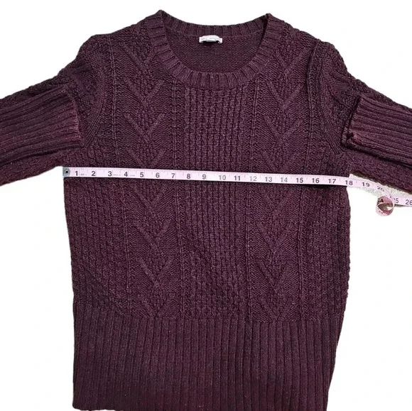 Gap Large Maroon Chunky Cable Knit Sweater Fisherman Wool Blend Y2K Vintage Prep - Picture 6 of 7